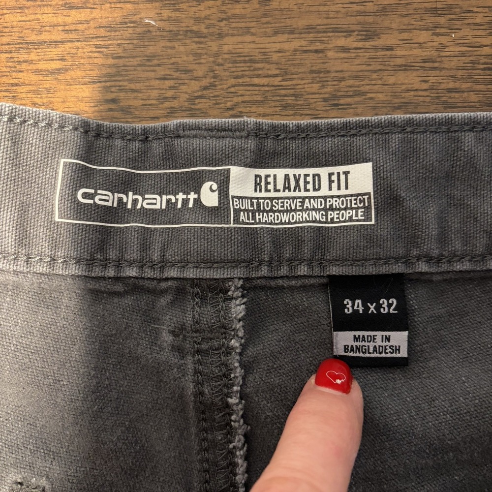 Carhartt Dark Gray Pants with Green & White Paint Splatter - Picture 5 of 10